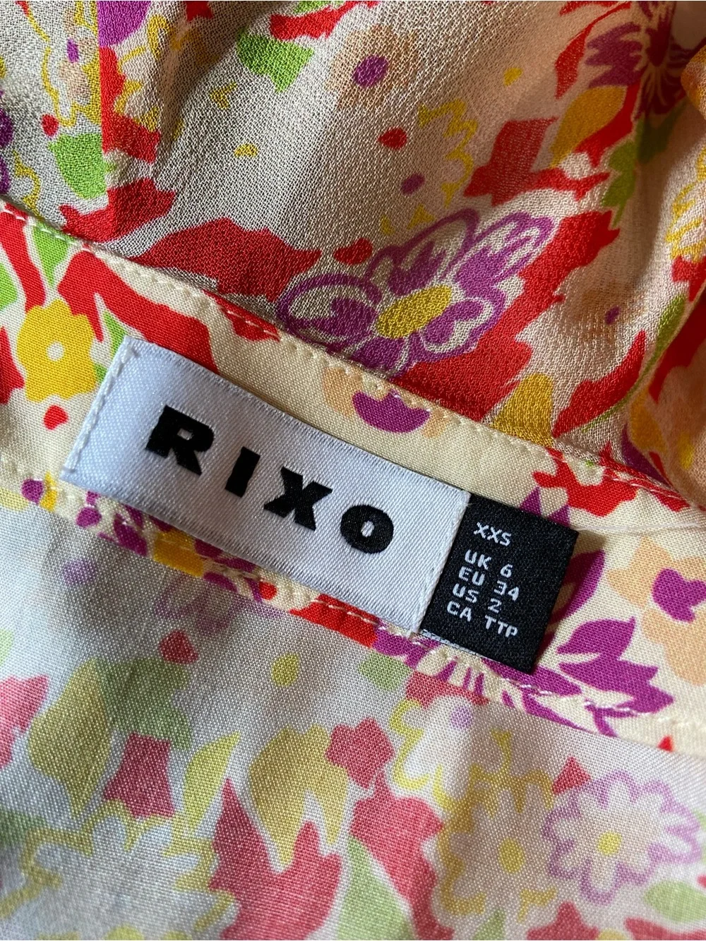 RIXO Jenna Red Summer Meadow Yellow Floral Maxi/Midi Dress Ruffle Sz 2